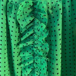 Green Polka Dot Ruffle Blouse